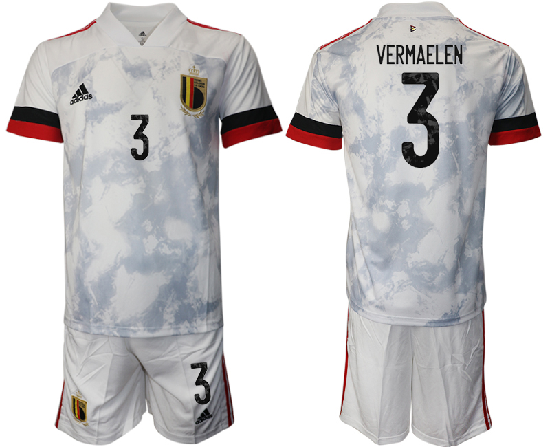 Men 2021 European Cup Belgium away white #3 Soccer Jersey->belgium jersey->Soccer Country Jersey
